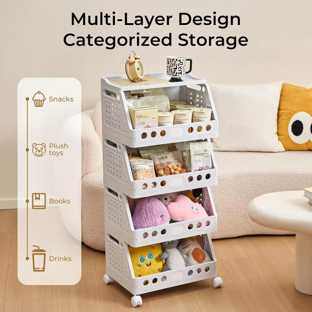 Modular Rolling Plastic Storage Cart