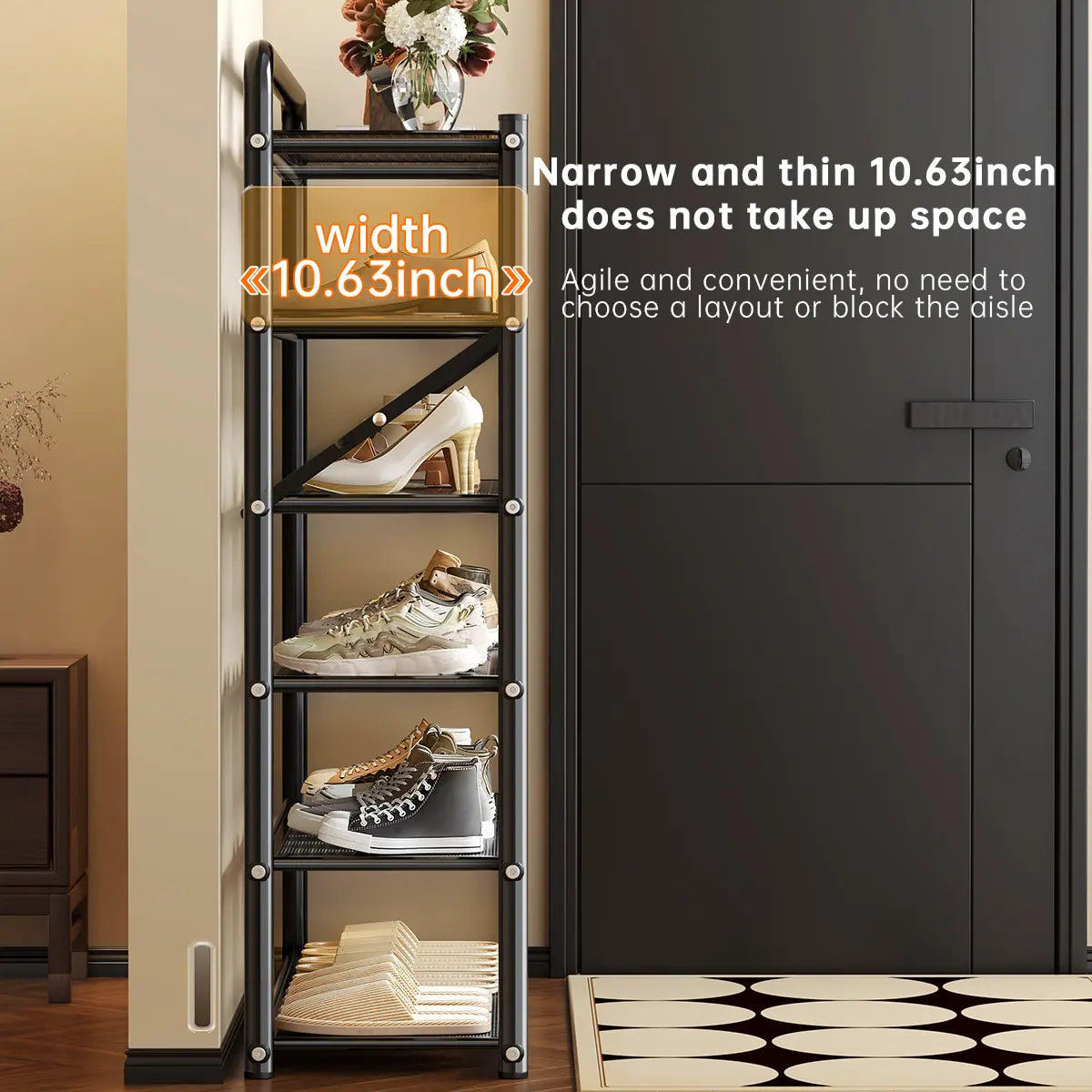 MiaoLi 4-Tier ABS Plastic Adjustable Shoe Rack Organizer for Home
